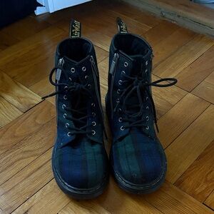 Dr. Martens Blue and Green Plaid Boots